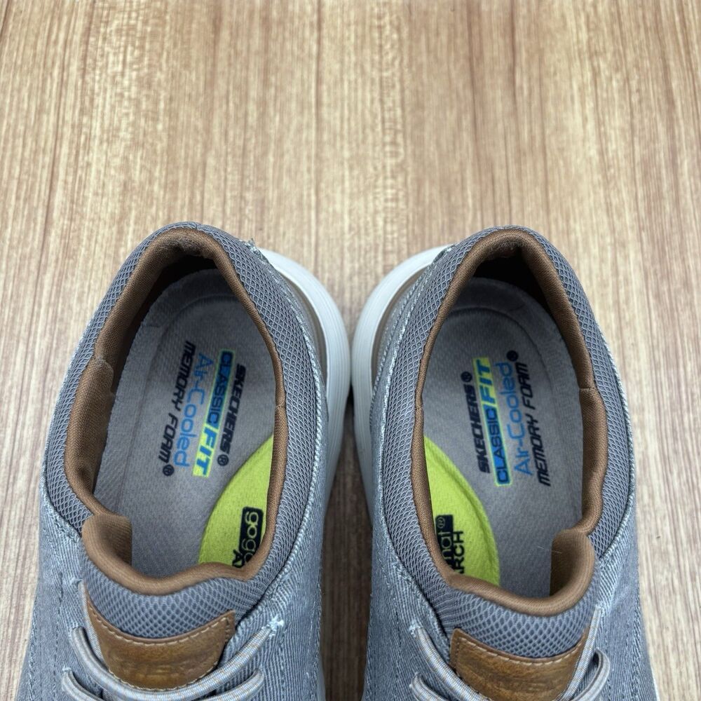 Skechers Mens Garza Romano Taupe Classic‎ Fit Canvas Lace Up Memory Foam Size 12 - Picture 7 of 8